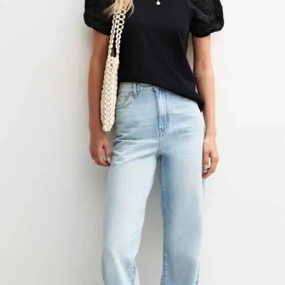 Joie black eyelet sleeve $150 blouse. Size large - Picture 3 of 7